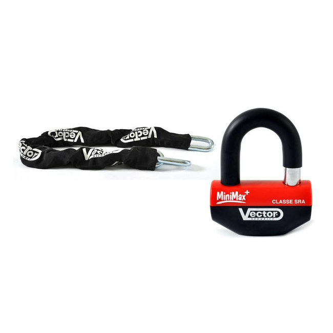 VECTOR VECTOR Anti-Theft Kit - Security Chain 1.30m + MiniMax+ Padlock/Disc Lock