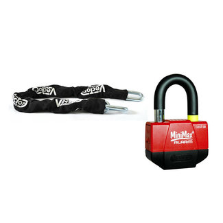 VECTOR VECTOR Anti-Theft Kit - Security Chain 1.10m + MiniMax+ Alarm Padlock/Disc Lock