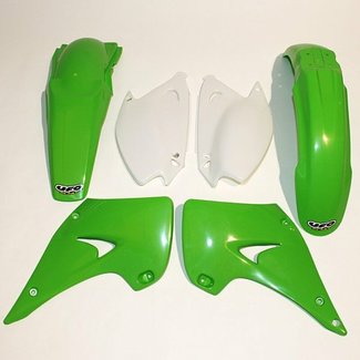 UFO UFO Plastic kit OEM kleur groen/wit Kawasaki KX125/250