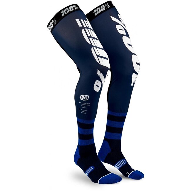 100% 100% REV KNEE BRACE MOTO SOCKS NAVY/WHITE S/M - CROSS SOKKEN