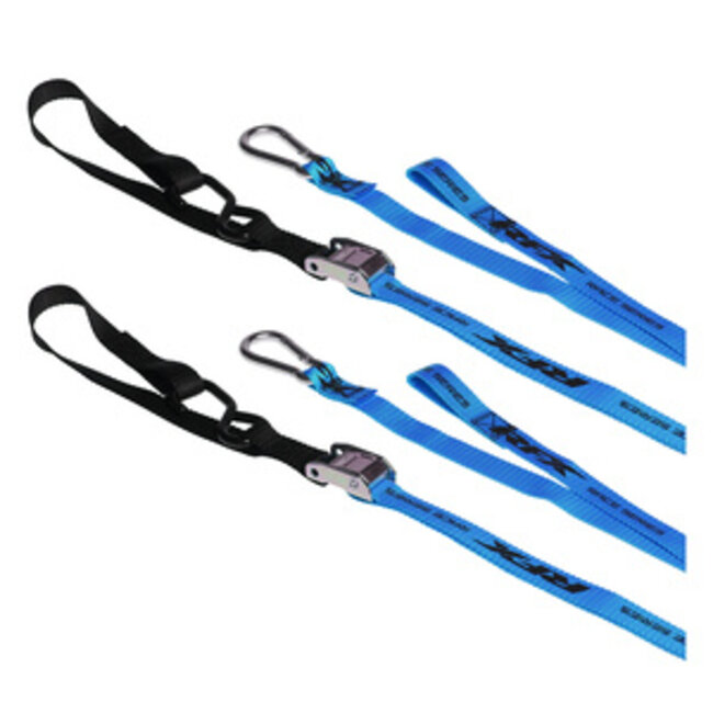 RFX RFX Race Series 1.0 Tie Downs (Blue/Black) with extra loop & carabiner clip