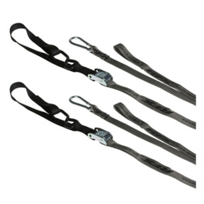 RFX RFX Race Series 1.0 Tie Downs (Grey/Black) with extra loop & carabiner clip