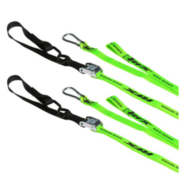 RFX RFX Race Series 1.0 Tie Downs (Hi-Viz/Black) With Extra Loop & Carabiner Clip