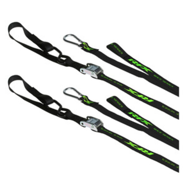 RFX RFX Race Series 1.0 Tie Downs (Black/Hi-Viz LE) with extra loop and carabiner clip