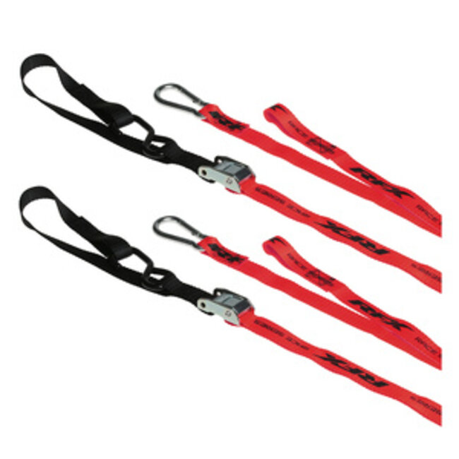 RFX RFX Race Series 1.0 Tie Downs (Red/Black) with extra loop & carabiner clip