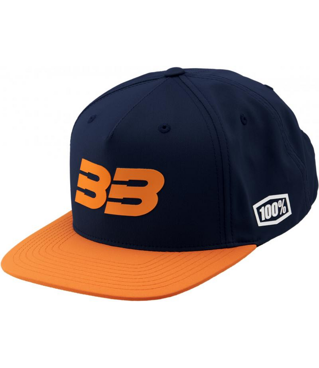 100% BB33 SNAPBACK HAT NAVY/ORANGE OSFM