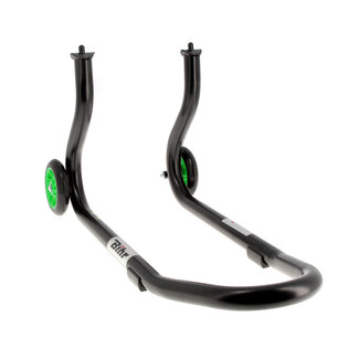 BIHR BIHR Home Track Fixed Front Paddock Stand Matt Black Green Wheels