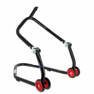BIHR BIHR Home Track Under Triple Clamp Front Paddock Stand Matt Black Red Wheels