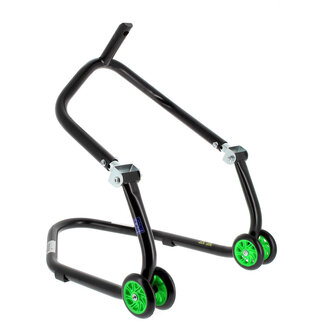 BIHR BIHR Home Track Under Triple Clamp Front Paddock Stand Matt Black Green Wheels
