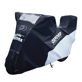 OXFORD OXFORD Rainex Outdoor Motorhoes - Zwart/Zilver - Moto/Scooter met topkoffer - M