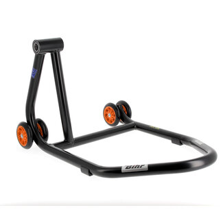 BIHR BIHR Home Track Left Single Arm Paddock Stand Matt Black Orange Wheels