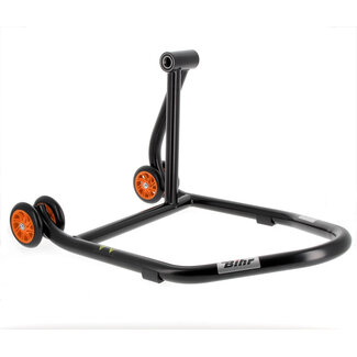 BIHR BIHR Home Track Right Single Arm Paddock Stand Matt Black Orange Wheels