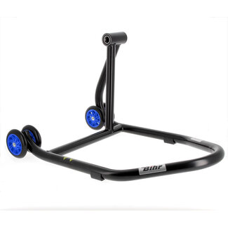 BIHR BIHR Home Track Right Single Arm Paddock Stand Matt Black Blue Wheels