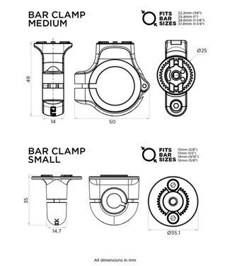 QUAD LOCK QUAD LOCK 360 Bar Clamp Base V2 - Small