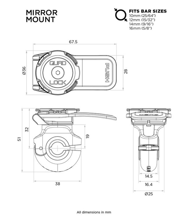 QUAD LOCK QUAD LOCK Mirror Smartphone Mount