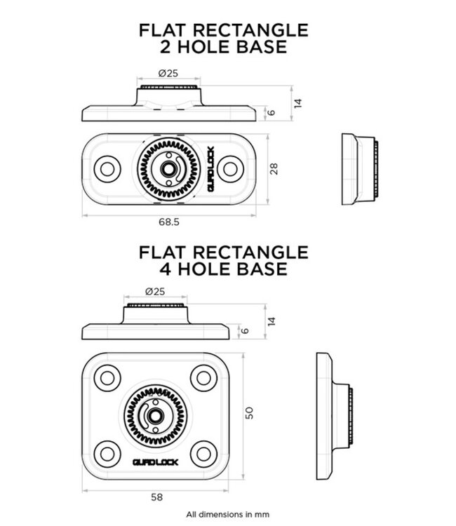 QUAD LOCK QUAD LOCK 360 2 Holes Rectangle Base