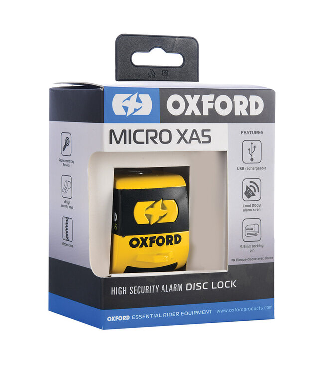 OXFORD OXFORD Micro XA5 Alarm Disc Lock - Yellow/Black