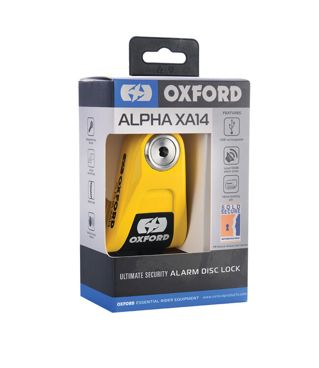 OXFORD OXFORD Alpha XA14 Alarm schijfremslot Ø14mm zwart/geel