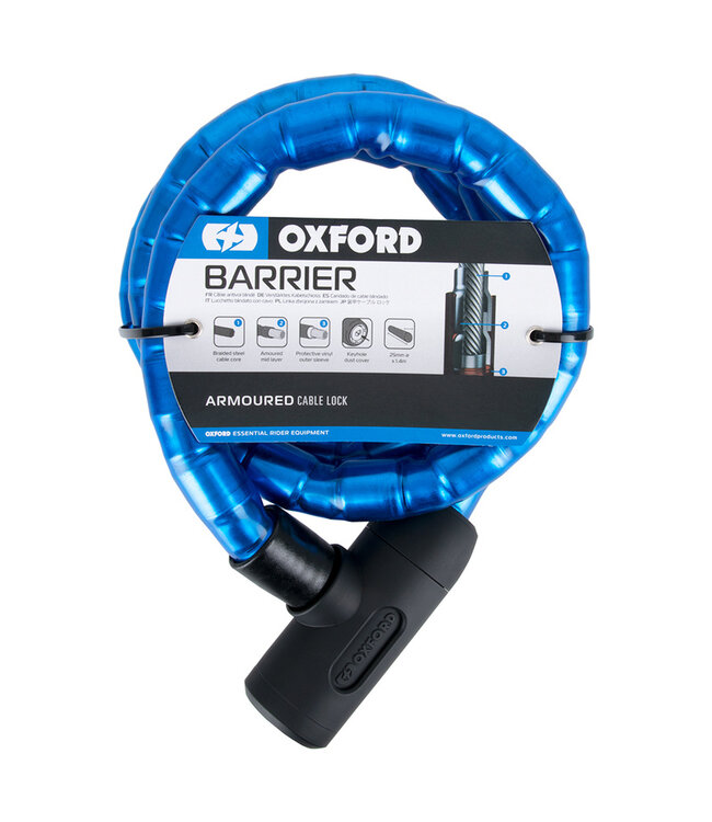OXFORD OXFORD Barrier Armoured Cable Lock - 1.4mx25mm Blue