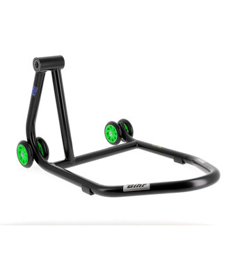 BIHR BIHR Home Track Left Single Arm Paddock Stand Matt Black Green Wheels