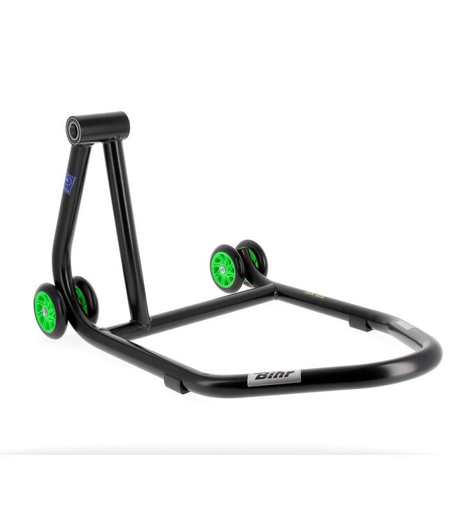 BIHR BIHR Home Track Left Single Arm Paddock Stand Matt Black Green Wheels