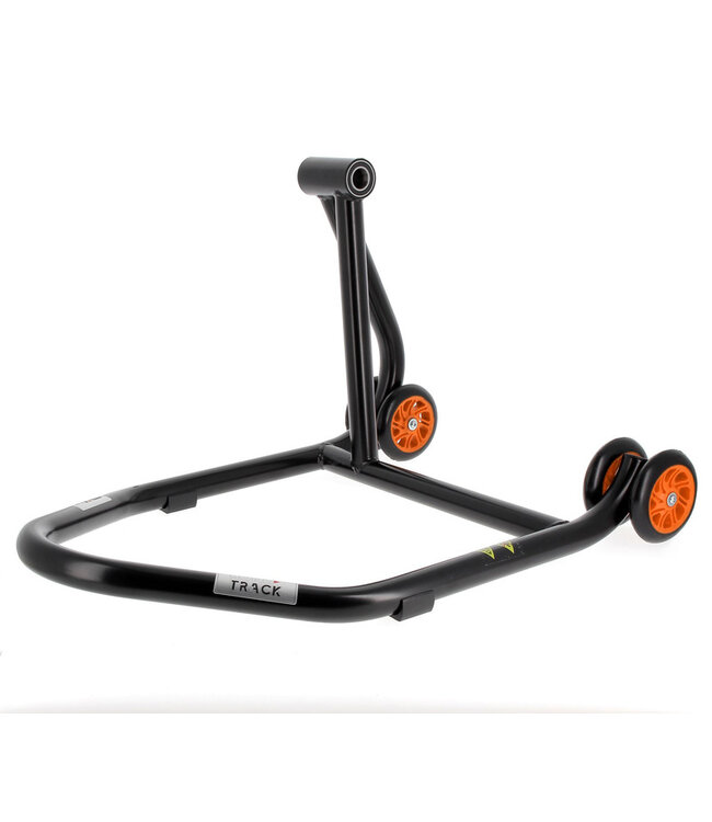 BIHR BIHR Home Track Left Single Arm Paddock Stand Matt Black Orange Wheels