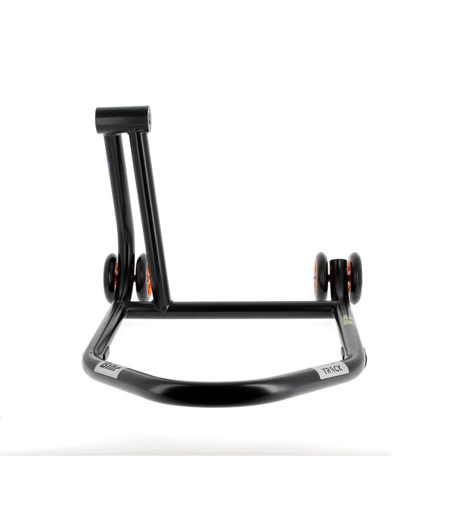 BIHR BIHR Home Track Left Single Arm Paddock Stand Matt Black Orange Wheels