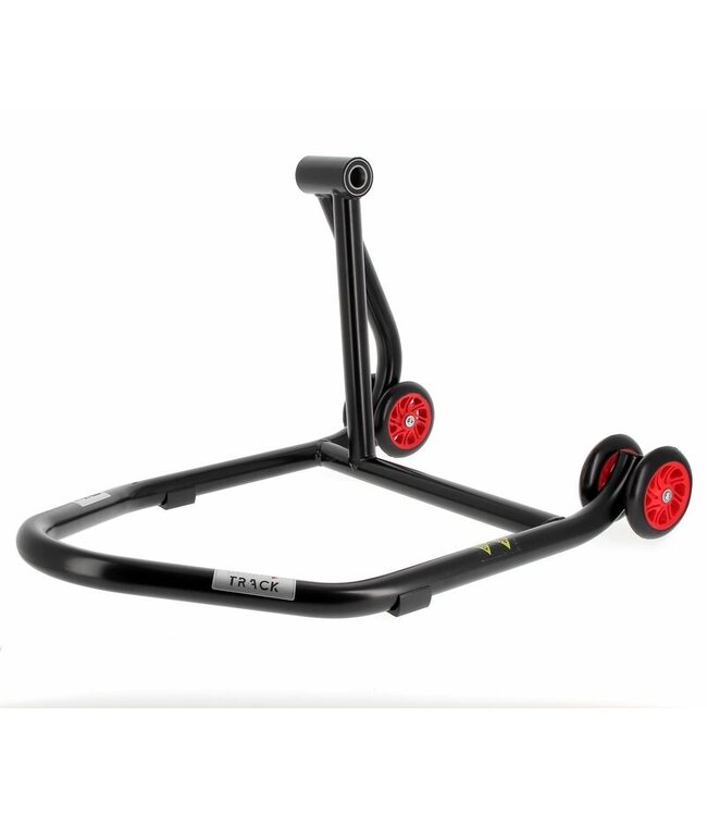 BIHR BIHR Home Track Left Single Arm Paddock Stand Matt Black Red Wheels