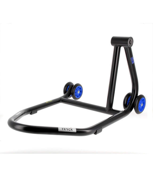 BIHR BIHR Home Track Right Single Arm Paddock Stand Matt Black Blue Wheels