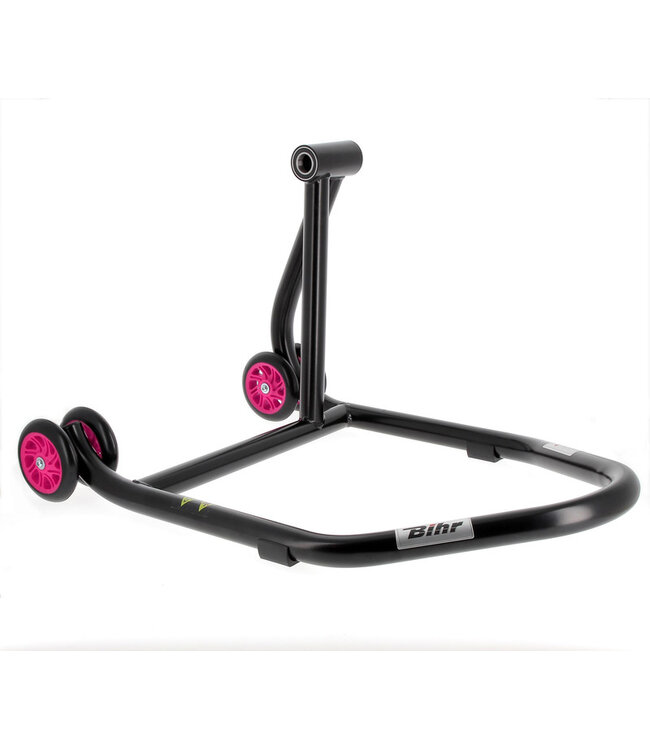 BIHR BIHR Home Track Right Single Arm Paddock Stand Matt Black Pink Wheels