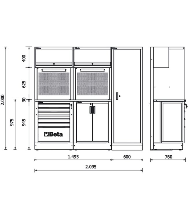 BETA BETA RSC50 2.0 werkplaatsuitrusting-combinatie – 223 gereedschappen