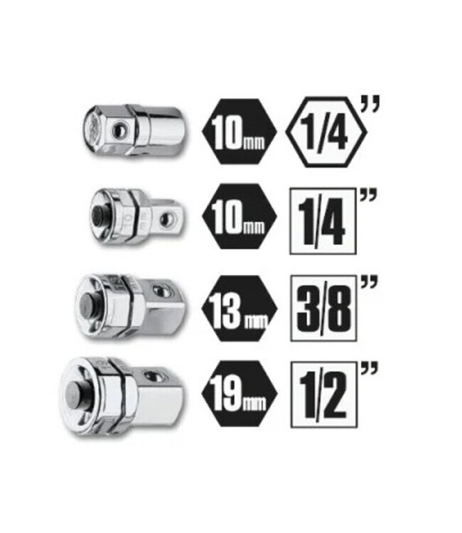 BETA BETA 123/K4 Set adapters voor ringratelsleutels: 1 bit adapter 3 dopsleutelhouders