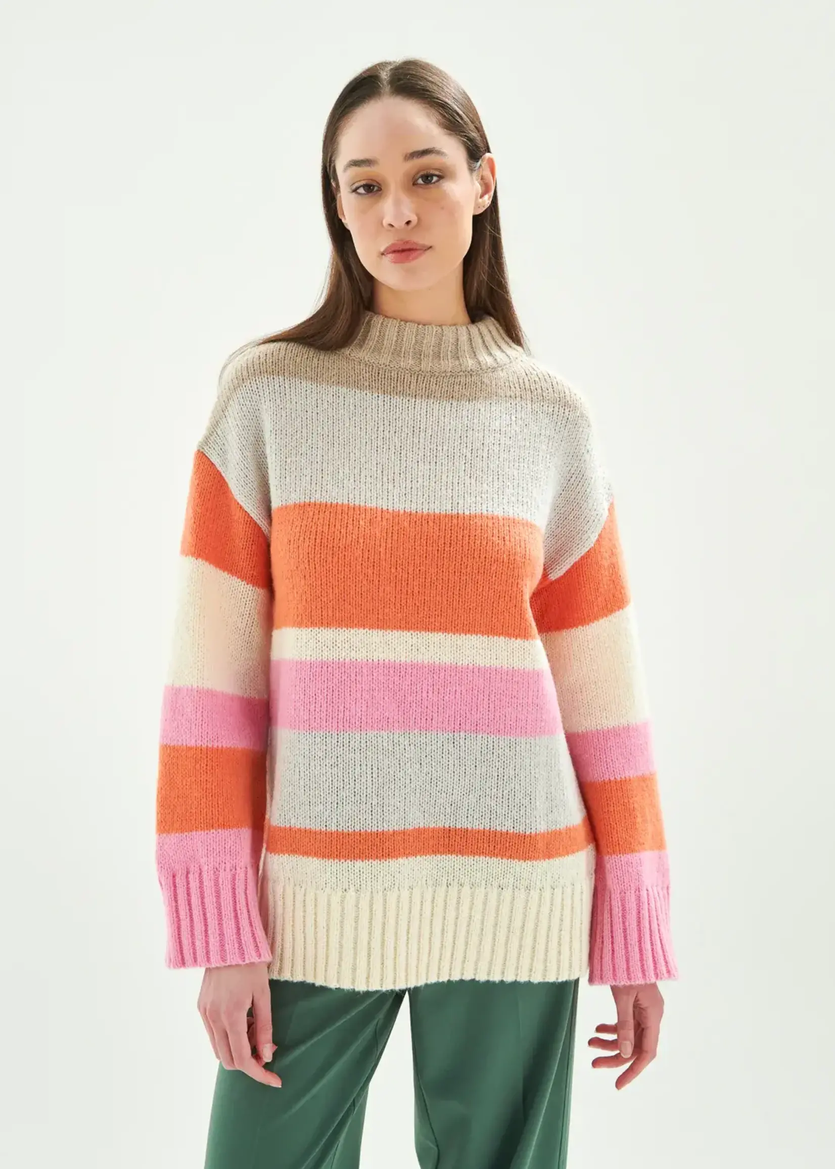 24 COLORS pullover striped meerkleurig
