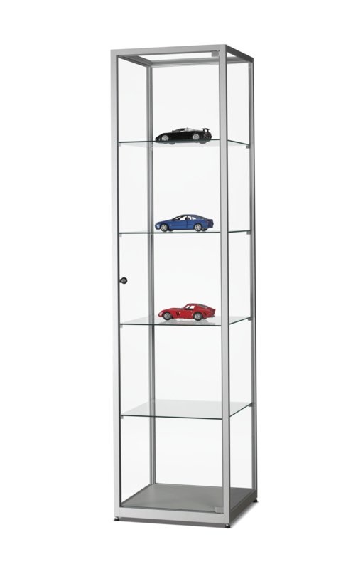 Glass display cabinet WMS 500 silver anodised