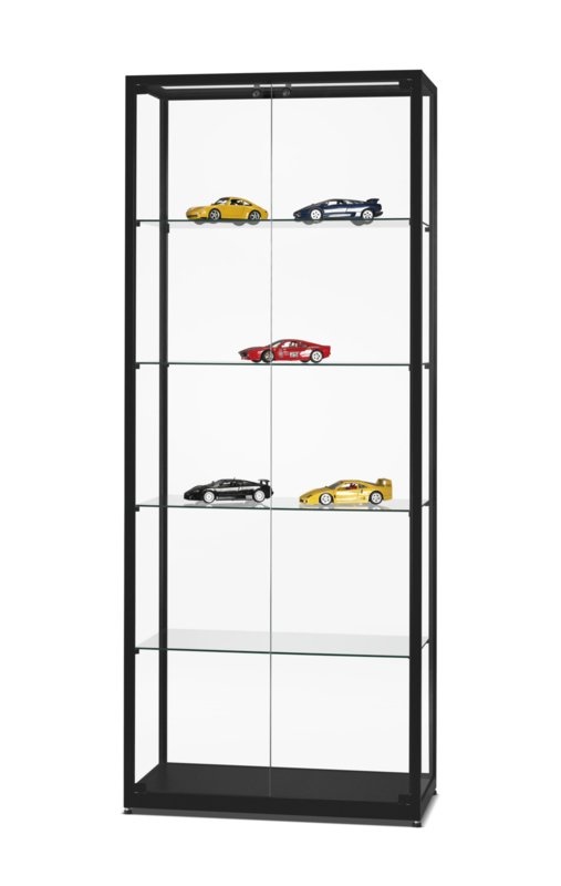 Glass display cabinet WMS 800 black with doors to the front