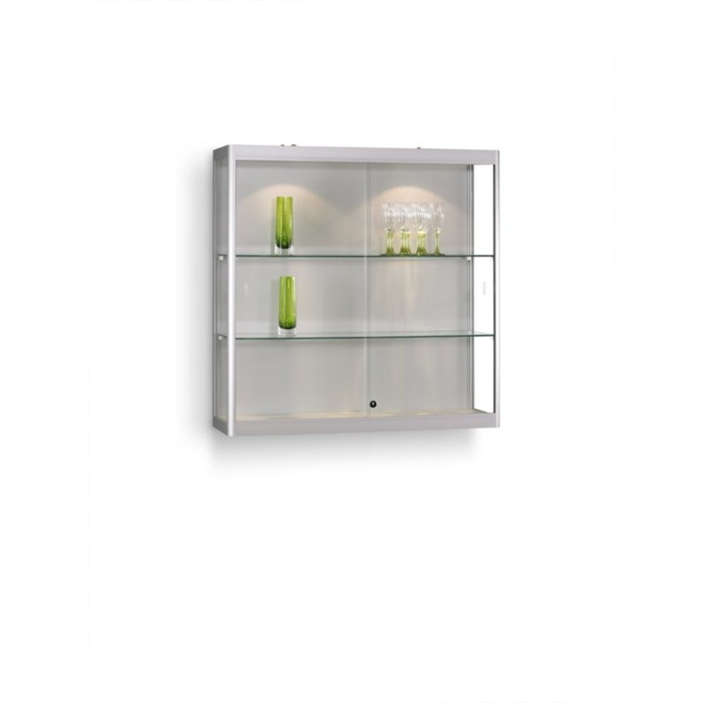 Wall display cabinet in silver with lighting 100cm | SDB Vitrine ...
