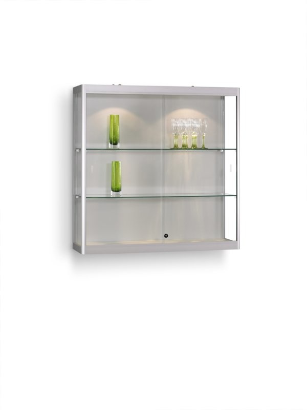 Wall display cabinet MPC 1000 silver anodised