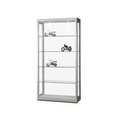 Vitrine stofdicht V8 1000 zilver met LED plafondspots