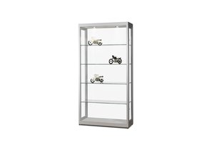 Ausstellungsvitrine V8 1000 silber mit LED Deckenspots - staubdicht
