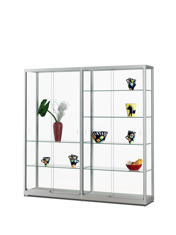 Glass display cabinet WME 1976 silver anodised