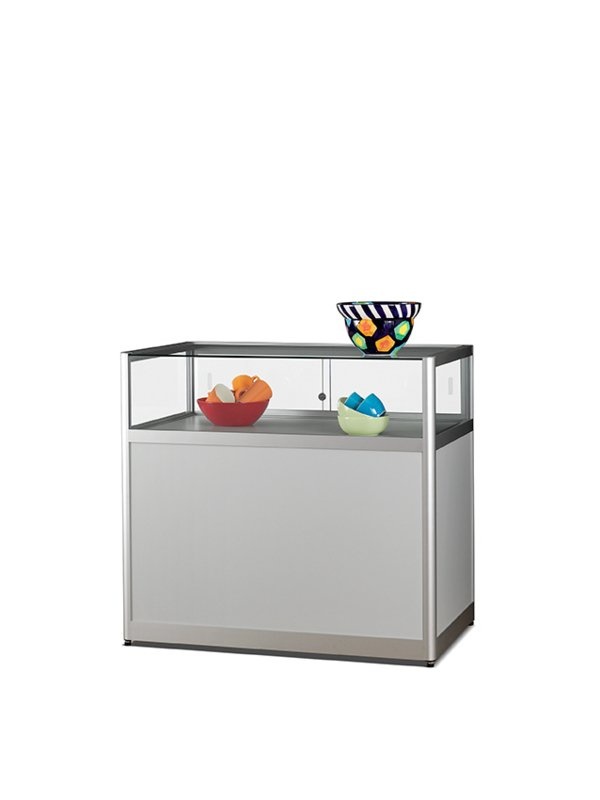 Table showcase TAV 1000 silver with plinth