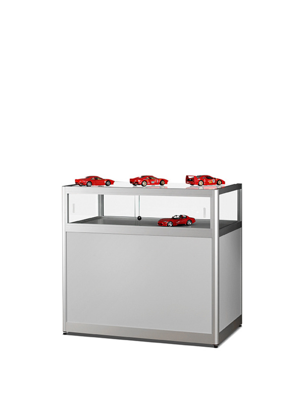 Table showcase TAV 1000 silver with plinth