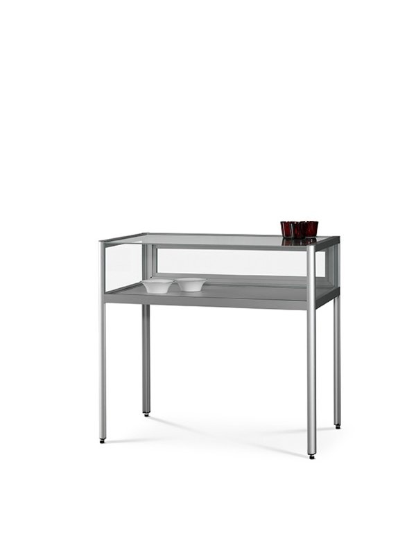Dustproof table showcase V8 1000 silver with legs