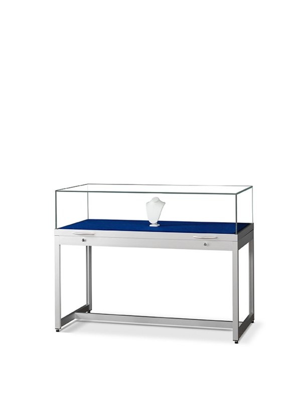 Table showcase TGV 1000 silver with gas springs