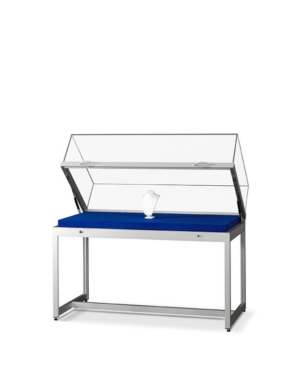 Table showcase TGV 1000 silver with gas springs