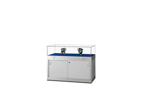 Table showcase TGV 250 1000 silver with gas springs and storage