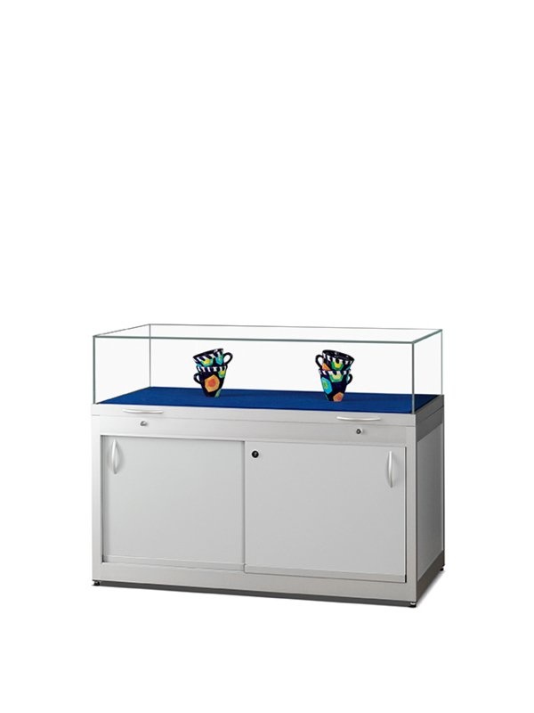 Tischvitrine TGV 250 1000 silber mit Unterschrank und Gasfedern