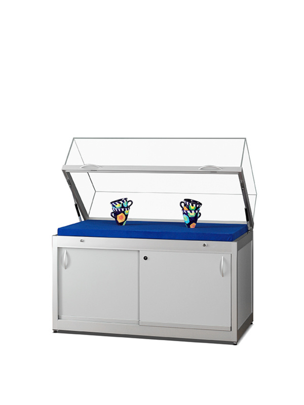 Tafelvitrine TGV 250 1000 zilver met onderkast en gasdrukveren