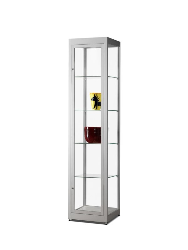 Vitrine stofdicht V8 400 zilver met LED plafondspots