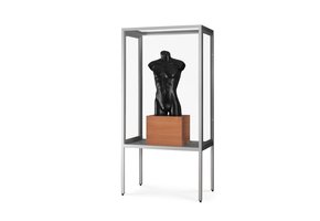 Ausstellungsvitrine V8 1000 silber auf Beinen - Staubdicht